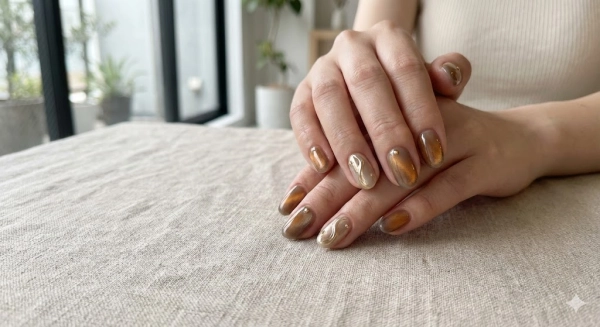 とろけるアンバーグレージュのマグネット×ミラーニュアンス