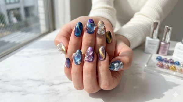 ぷっくりパーツ×マグネットの韓国風トレンドデザイン