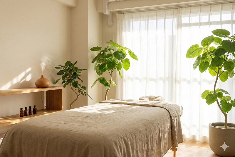 木漏れ日差し込む、癒やしの施術ルーム